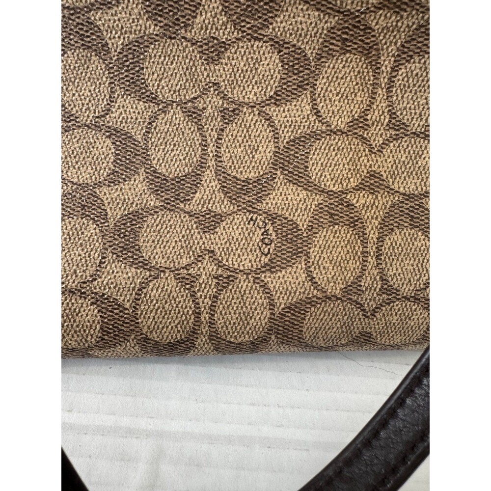 Coach City Tote Signature Leather Canvas Tote 5696 Shoulder Bag Purse Brown - Picture 5 of 8